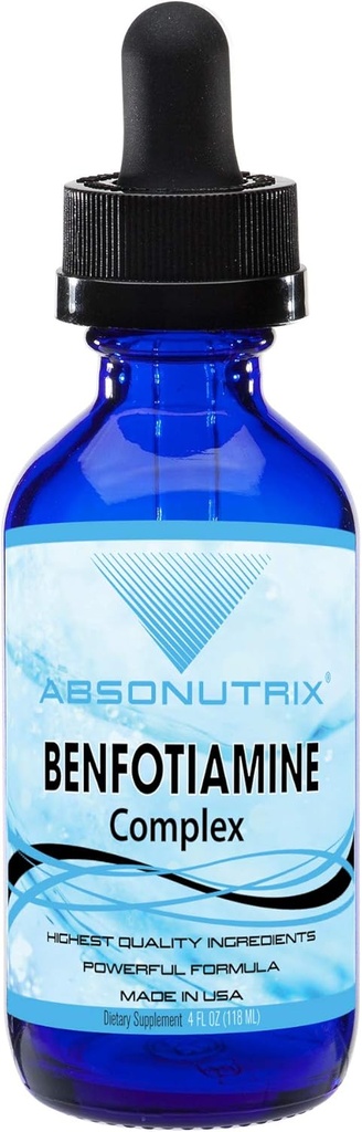 Absonutrix Benfotiamine Complex 300 mg, 4 Fl Oz Butelis, 200 Paslaugos, Didelis biologinis prieinamumas, Stiprus ingredientai, Greita Absorbcija, Cruelty- Free, Non-GMO, Third-Party Tested, GMP- Certified, Pagaminta JAV
