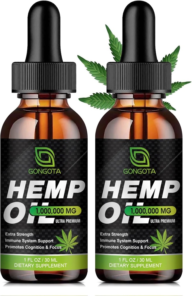(2- Pack) High Power Hemp Oil - 1.000.000 Maksimalus stiprumas - Padeda atsipalaiduoti, Stresas, Kalmavimas, Miego - Organic Hemp Oil Extract - Veganas, Imunizacijos parama, Ne GMO