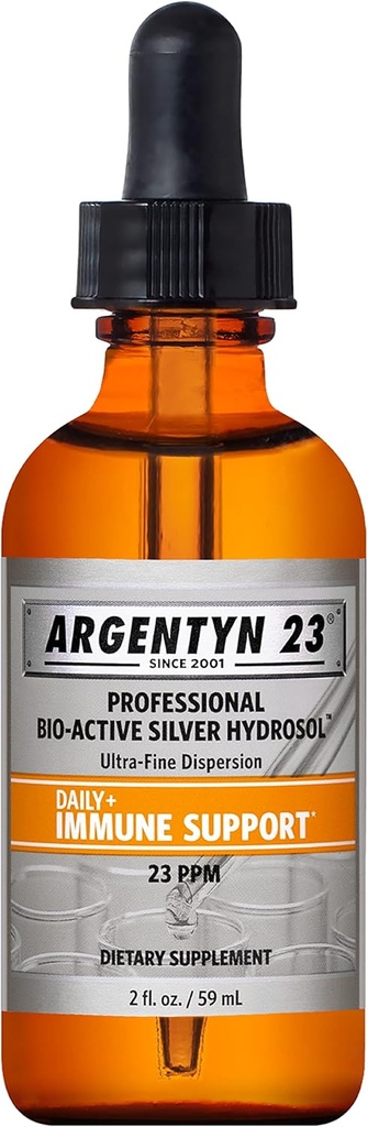 Argentyn 23 Profesionali imuninė parama - Koloidinis Sidabras, Bio- Aktyvus Sidabro hidrosolis, 23 ppm, skystas dropsas, 2 Fl Oz (59 ml)