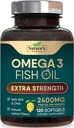 Omega 3 žuvų taukai priedas 2400 mg - Triple stiprumo EPA & DHA žuvų taukai Omega 3, Eteriniai riebalų rūgščių papildai Softgels, smegenų ir širdies sveikatos palaikymo papildai, Gluten Free Non-GMO, 120 Softgels