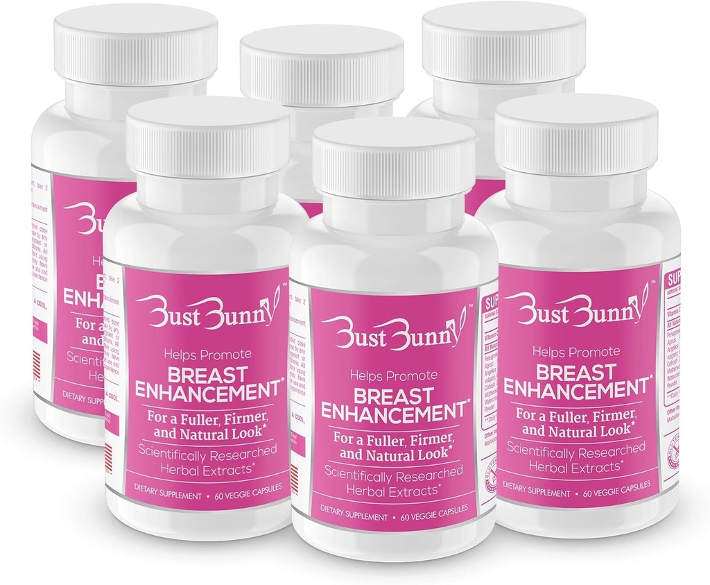 Bust Bunny Breast Enhancement Pills - Vegan Friendly - 6 Month Supply | #1 Natural Way to Enlarge Breast and Increase Bust Size