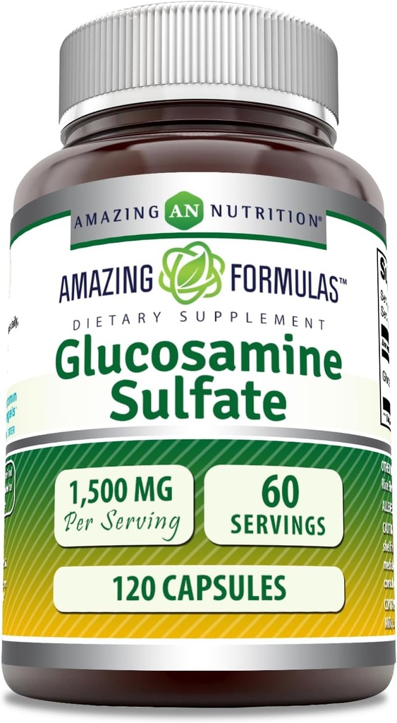 Nuostabios formulės Gliukozamino sulfatų priedas - 124; 1500 Mg per Tarnybą - 124; 120 kapsulių - 124; ne GMO - 124; nemokamai gliukozaminui - 124; pagaminta JAV