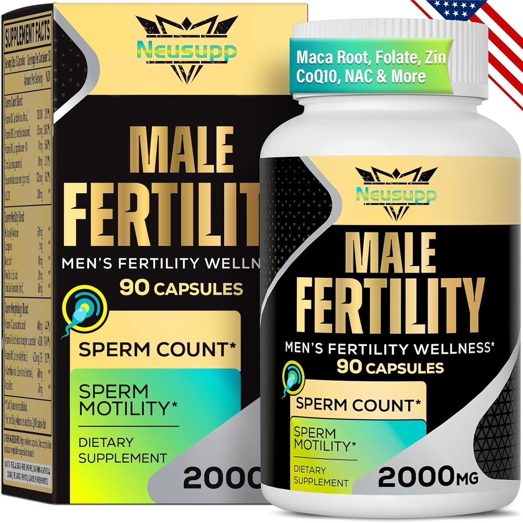 Fertility Supplements for Men, Male Fertility Supplement - Optimal Sperm Count, Motility and Strength, 2000MG Mens Prenatal Vitamins with CoQ10 Maca Root, Zin, NAC &Folate for Conception - 90 Capsules
