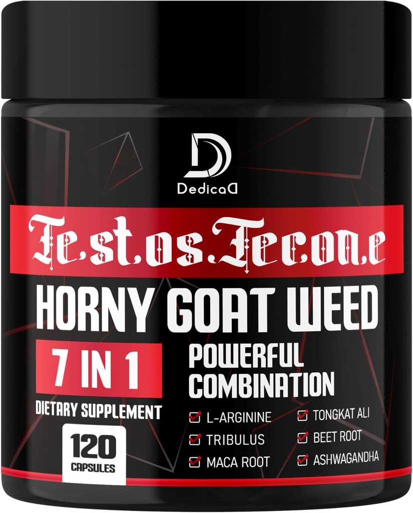 7 in-1 Ultra Test Support with Tribulus Terrestris Horny Goat Weed L- Argininas Maca Root Tongkat Ali Beet Root - Energy Workout Raumenų stiprumo palaikymas 120 kapsulių