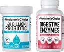 Gydytojo CHOICE - Optimalus Gut Health Bundle: 60 Billion Probiotic 60ct + Digestive Enzyme 180ct Digestive Comfort and Immune Support - Vertė Bundle