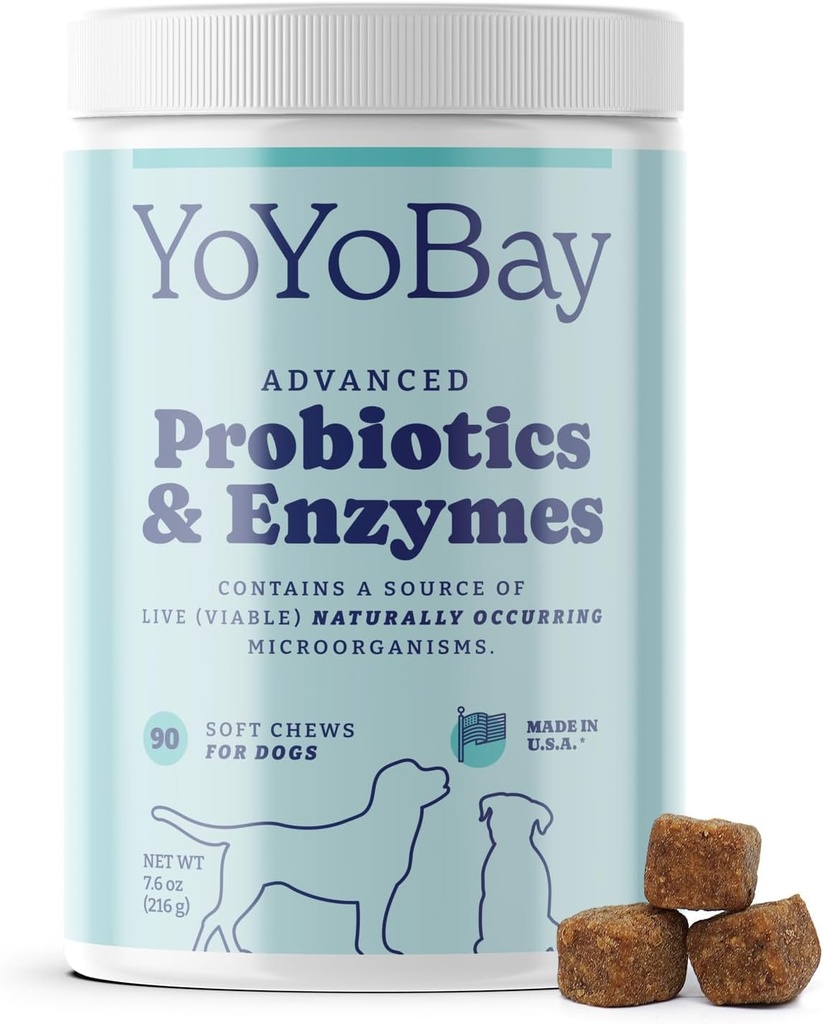 Probiotics for Dogs, Dog Probiotics and Digestive Enzymes, Pre & Probiotic Over 1 Billion CFUs, for Gut Health and Digestive Health, Yeast Balance, Immune Support, 90 Soft Chews