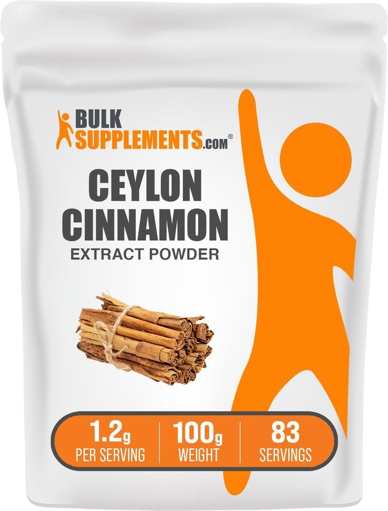 BulkSupplemen.com Cinnamon Bark ekstraktas milteliai - Ceilonas Cinnamon priedas, žolelių priedas - Vegan & Gluten Free, 1,2g per serving, 100g (3,5 oz) (pakuotė 1)