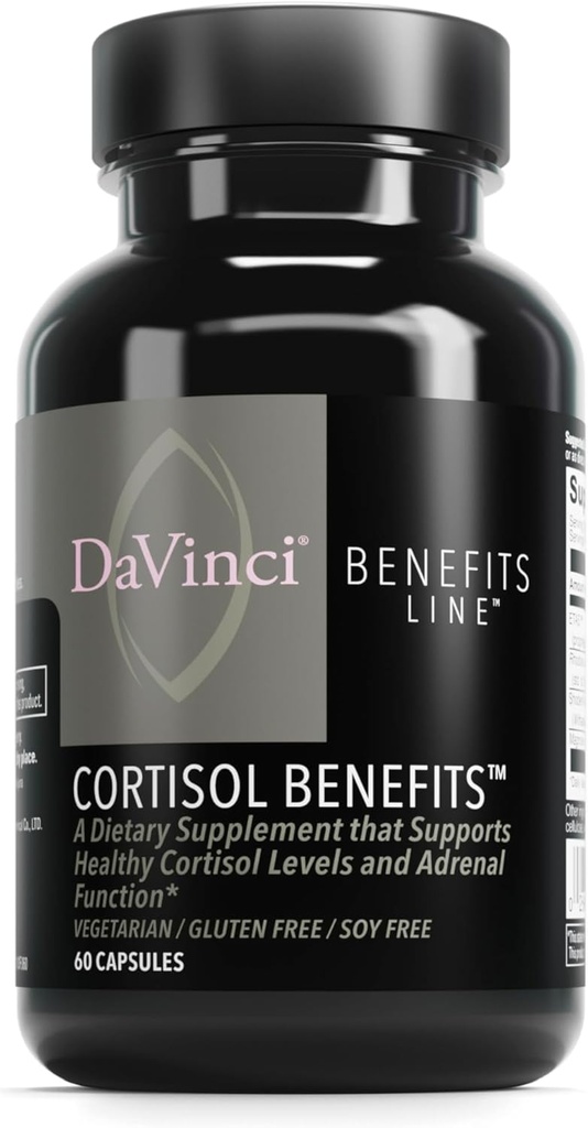 DaVinci Labs Cortisol Benefits - Dietos papildas remti sveiką kortizolio lygius ir adrenalinę sveikatą - su Ashwagandha ekstraktas, Rhodiola Rozea Root ir More - Gluten- Free -60 Vegetarinis kapsulės