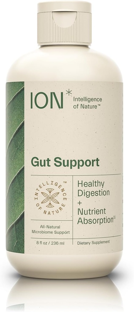 ION* Intelligence of Nature Gut Support Liquid Supplement - Gut & Digestive Health Liquid Drops, Cleanse & Detox with Humic Extract for Women & Men, Adults & Kids 4+ - 8 fl oz (Pack of 1)