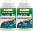 Geriausi Naturals, Gliukozaminas Chondroitin MSM papildai, 2600 mg per Tarnavimas, 90 kapsulių (90 skaičius (pakuotėje 2))