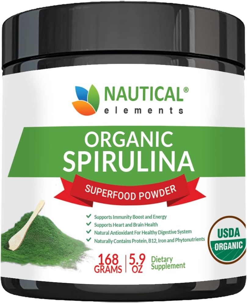 Premium USDA Organic Spirulina pudra - Organic Spirulina of Blue Green Algae from California & Hawaii - 100% Vegetarian & Vegan, Non- GMO, Non-Irradiation - Geriausias žalias maisto produktas rūkymui!