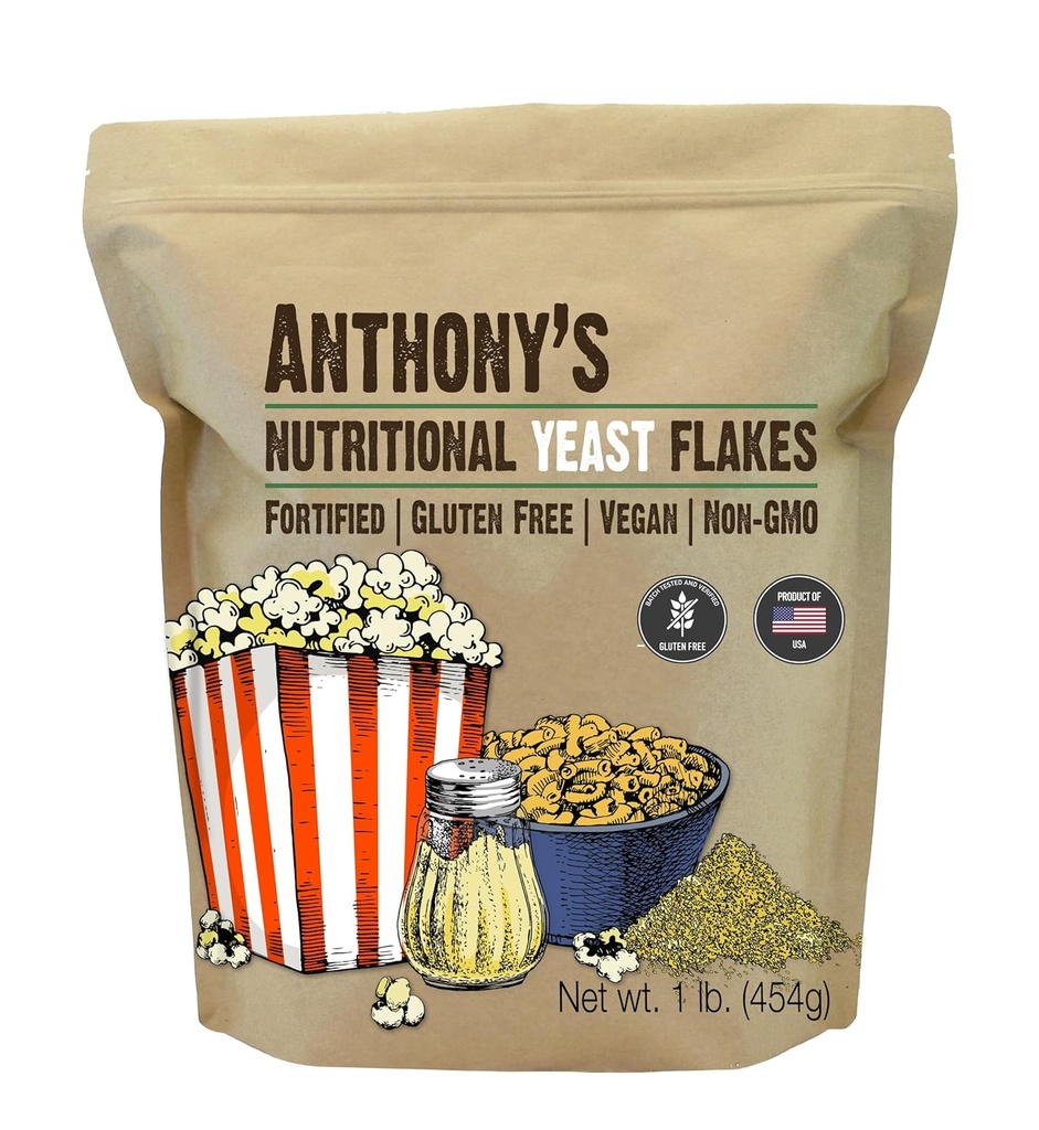 Anthony 's Premium Nutritional Yeast Flakes, 1 LB, Sustiprinta, Gluten Free, Non GMO, Vegan