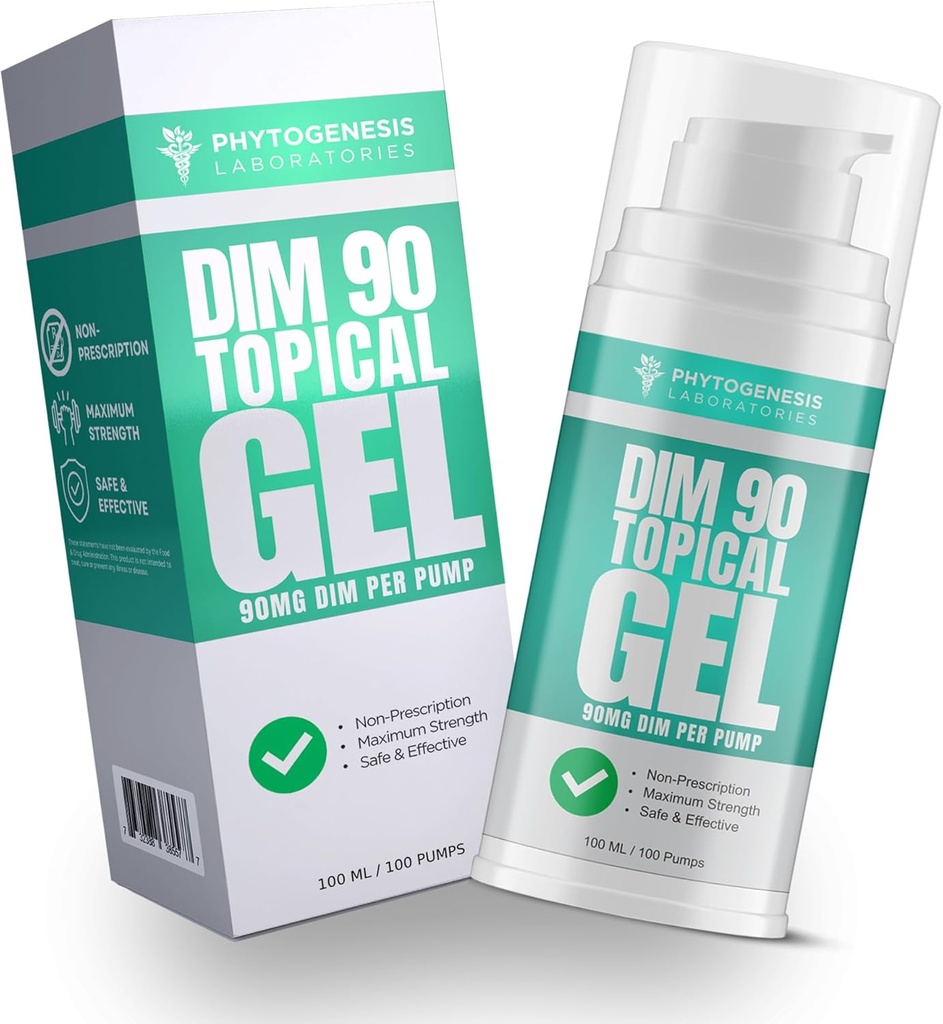 DIM 90 - Maksimalus stiprumas Dim papildas Topical Gel - 90mg All Natural Diindolylmethan (DIMM) per Serving - Hormonų, kognityvinės, nuotaikos, atminties ir imuninės sistemos palaikymas