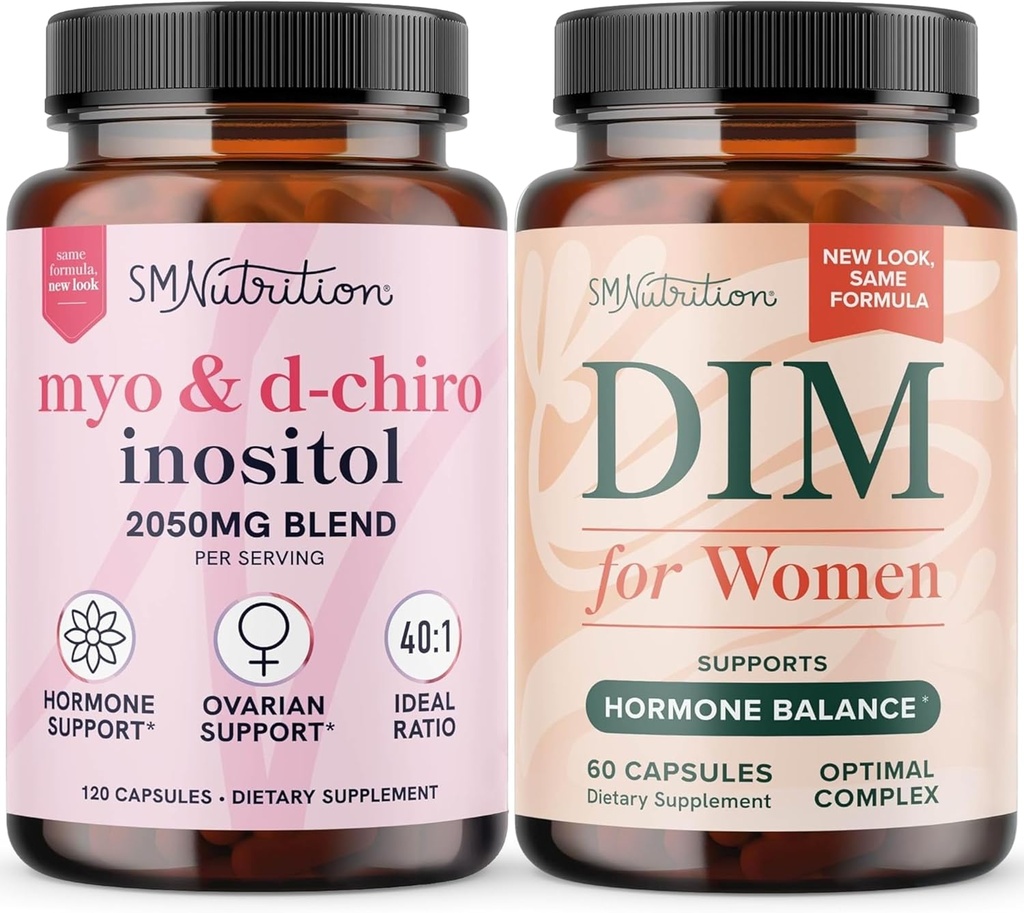 SMNutrition Women 's DIM Addition & Myo- Inositol & D- Chiro Inositol ® 124; Hormono Balance Balance Bundle 40: 1 Santykis (30 Paslaugos) ir 250mg DIM Addition for Women Complex (60 Paslaugos)
