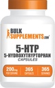 BulkSupp. com 5 -HTP kapsulės - 5-hidroksitriptofanas, 5-HTP 200 mg, 5 HTP priedas - Amino rūgšties papildas, Gluten Free, 1 Kapsulė per Tarnybą, 365 kapsulės (pakuotė po 1)