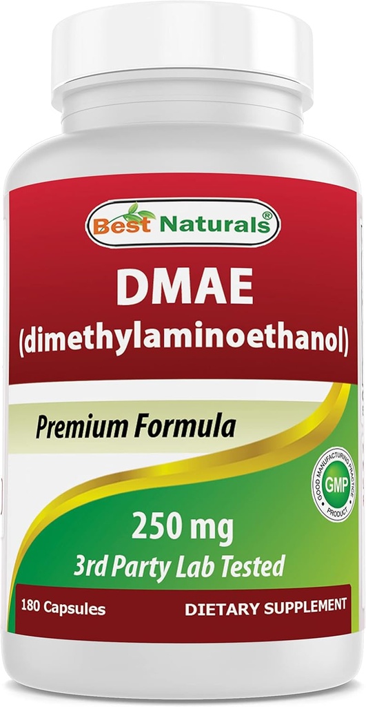 Geriausi Naturals DMAE priedas 250 mg 180 kapsulės - Dimetilaminoetanolis Bitartratas