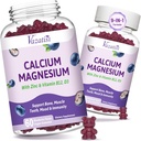 2 Pack Calcium Magnis Cinko Gummies with Vitaminum D3 & B12, Cukraus nemokamai kalcio papildai moterims, Vegan Blueberry skonis