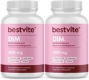 BESTVITE DIM (Diindolylmethane) 400mg with Bioperine (240 Vegetarian Capsules) (120 x 2) - No Stearates - No Gelatin - Vegan - Non GMO - Gluten Free