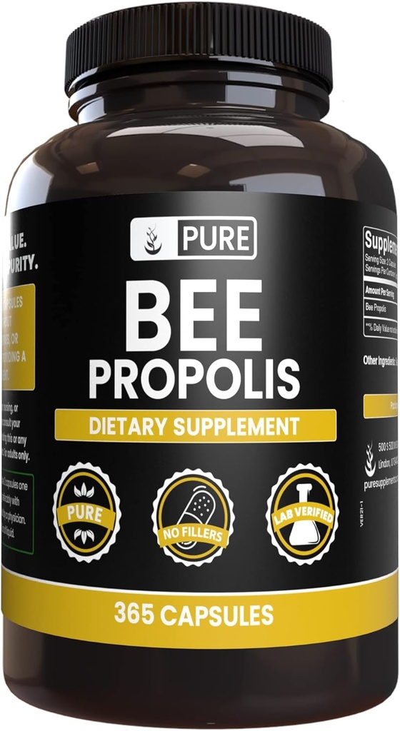 PURE ORIGINAL INGREDIENTS Bee Propolis (365 kapsulės)