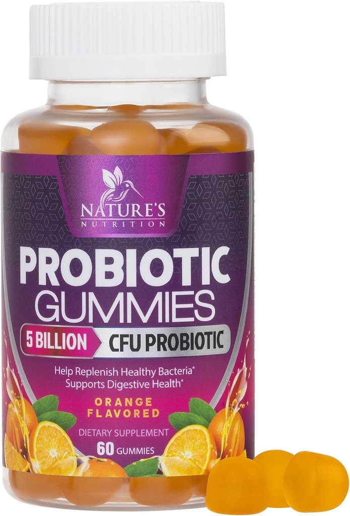 Probiotiniai Gummies moterų & vyrų Digestic Health, 5 Billion KSV, Geriausi kasdien Probiotikai Gummy makšties, Imuninė parama & gut Health, Palaiko kartais vidurių užkietėjimas dujų & Bloating, 60 Gummies