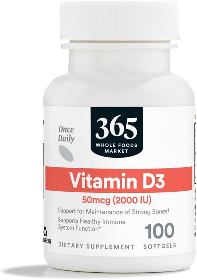365 pagal visą maisto produktų rinką, Vitaminas D3 Softgels, 2000 TV, 100 CT