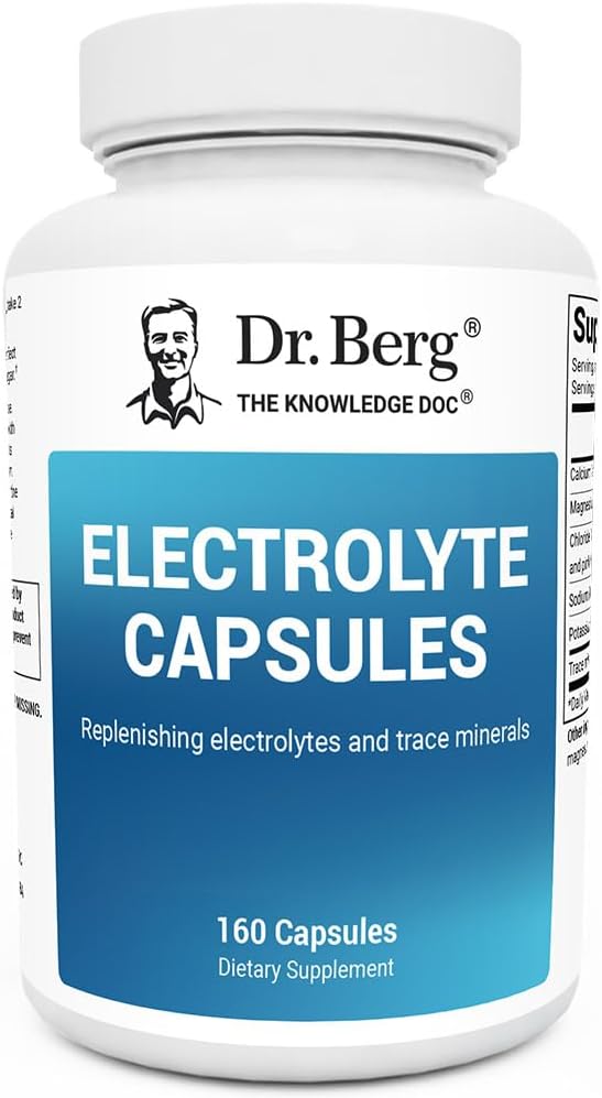 Dr. Berg Electrolyte Capsules - Elektrolyte papildai energijos, ištvermės, ir hidratacija - Cukraus nemokamai, Nr Maltodekstrinas, Keto Friendly - 160 Caps