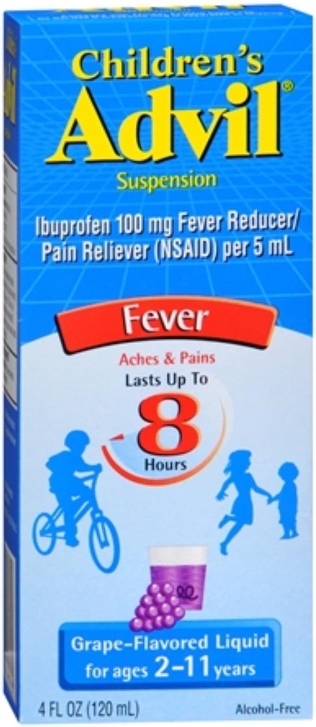 Advil Children 's Suspension, 4 oz vynuogių (pakuotė 6)