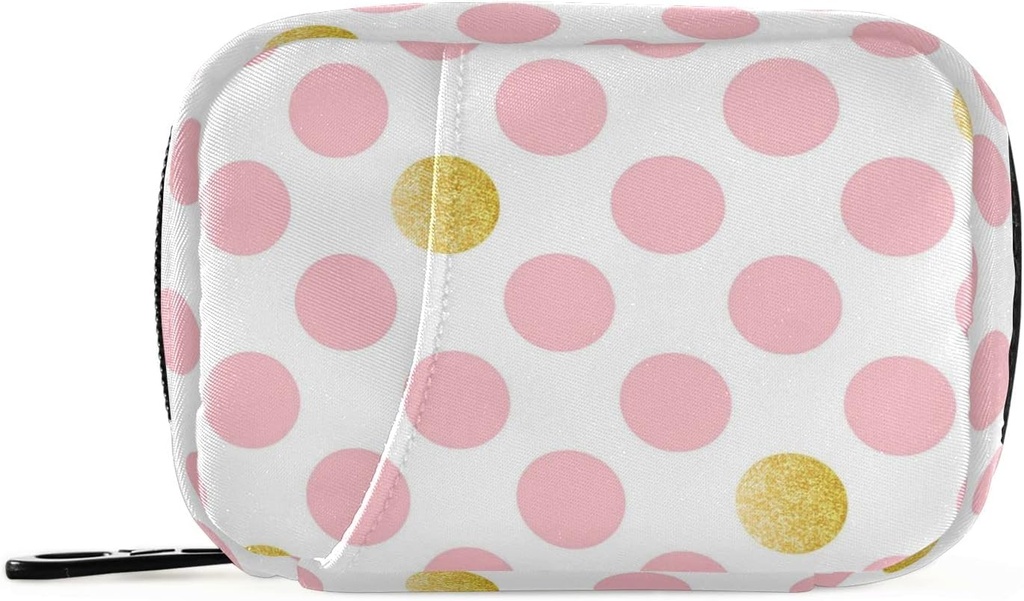 Rožinis Golden Polka Dots piliulės Dėžutė 7 Dienos lagaminas Krepšys Kelionės pilys Organizatorius maišelis su Zipper Portable Case Compact Dydis Vitaminas papildas Turėtojas