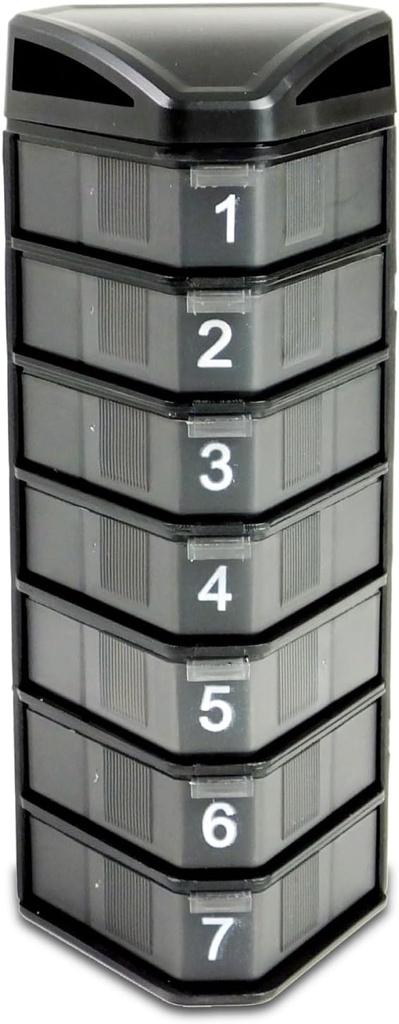 Daiktas Namuose - Stackable Pil Organizatorius 3 Times per dieną, 7 dieną pil Dispenser, Savaitinis pil Organizatorius medikamentai, vitaminas, papildymas, ilgalaikis kietas atvejis, saugus uždarymas, BPA nemokamai, lengvai valyti