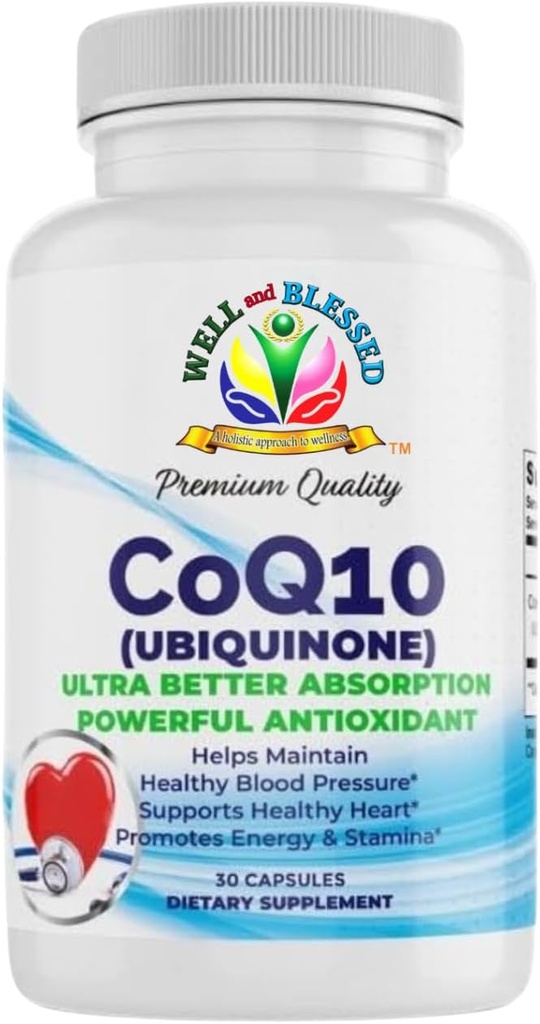 CoQ10 (Ubichinonas) - 30 kapsulių - Ultra Better Absorption Formulė - Skatinti energijos ir ištvermės - Veganas ir vegetariškas Friendly - Be dirbtinių priedų