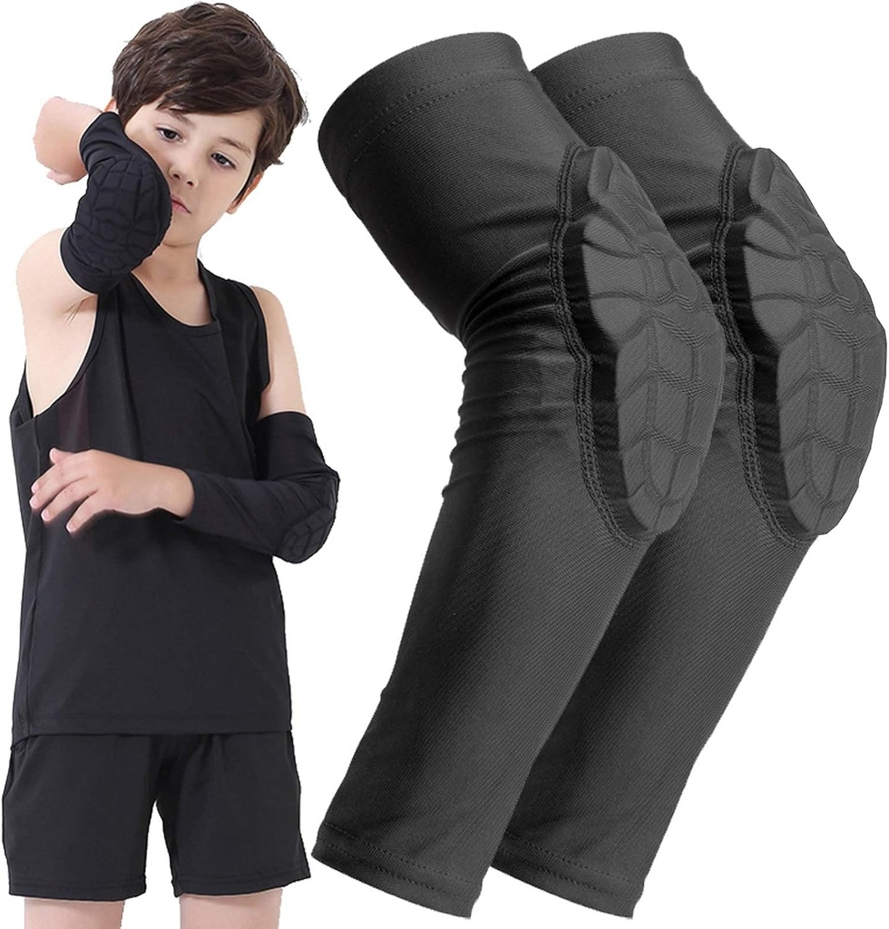 Kids Youth 5-15 Years Padded Arm Knee Sleeve Compression Leg Protective