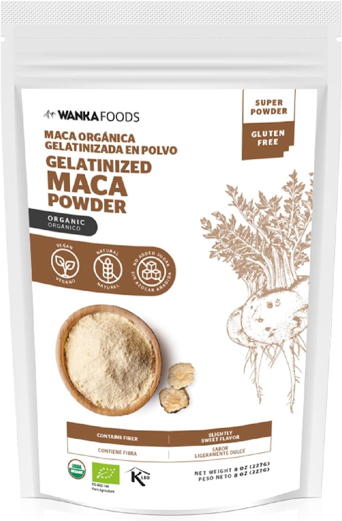 Organinis želatina Maca milteliai, 8oz arba 227g 1 Bag, Peruvian Maca Root. Vegan, USDA Ekologiškas, Non- GMO, Gluten- Free, Keto- Friendly Adaptogen Naudoti Boost Energy, Vitality, ir Endurance