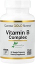 California Gold Nutrition Vitaminų B kompleksas, Tiaminas B1, riboflavinas B2, Niacinas B3, piridoksinas B6, biotinas B7, pantoteninė rūgštis B5 ir Pro Folate B9, Gluten Free, Ne GMO, 60 Veggie kapsulių