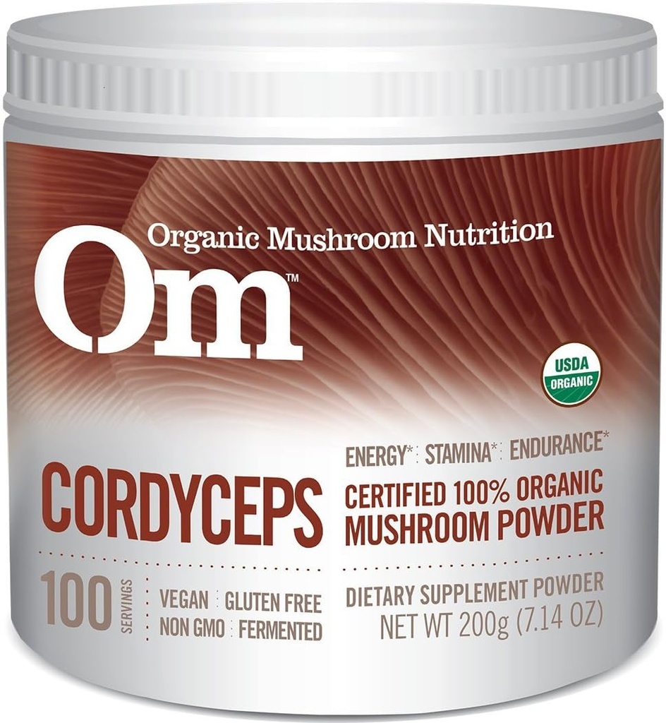 Om Organic Mushroom Superfood Mills, Cordyceps, 100 Servings, Energy and Endurance Support Additional, 7.05 Ounce (1 rinkinys)