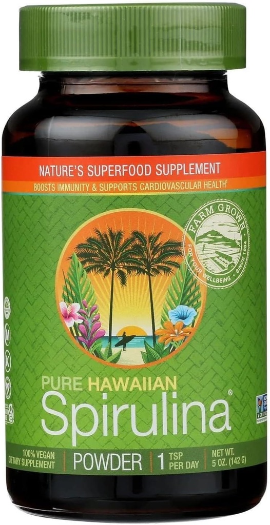 Pure Hawaiian Spirulina Mill Natural Premium Spirulina from Hawaii Vegan, Non- GMO, Immunity Support - Superfood Addition & Natural Multivitaminas, 5 Ounce