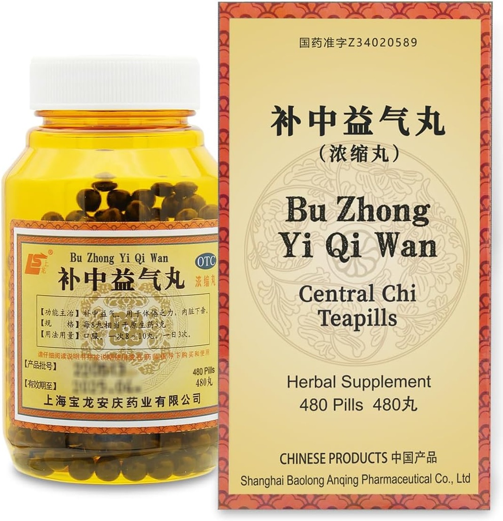 Bu Zhong Yi Qi Wan žolinis priedas piliakalniai 480 ct (60 Paslaugos, Ekonominis dydis), Centrinės Chi Teapills, Palaiko sveiką Blužnis ir Stomach