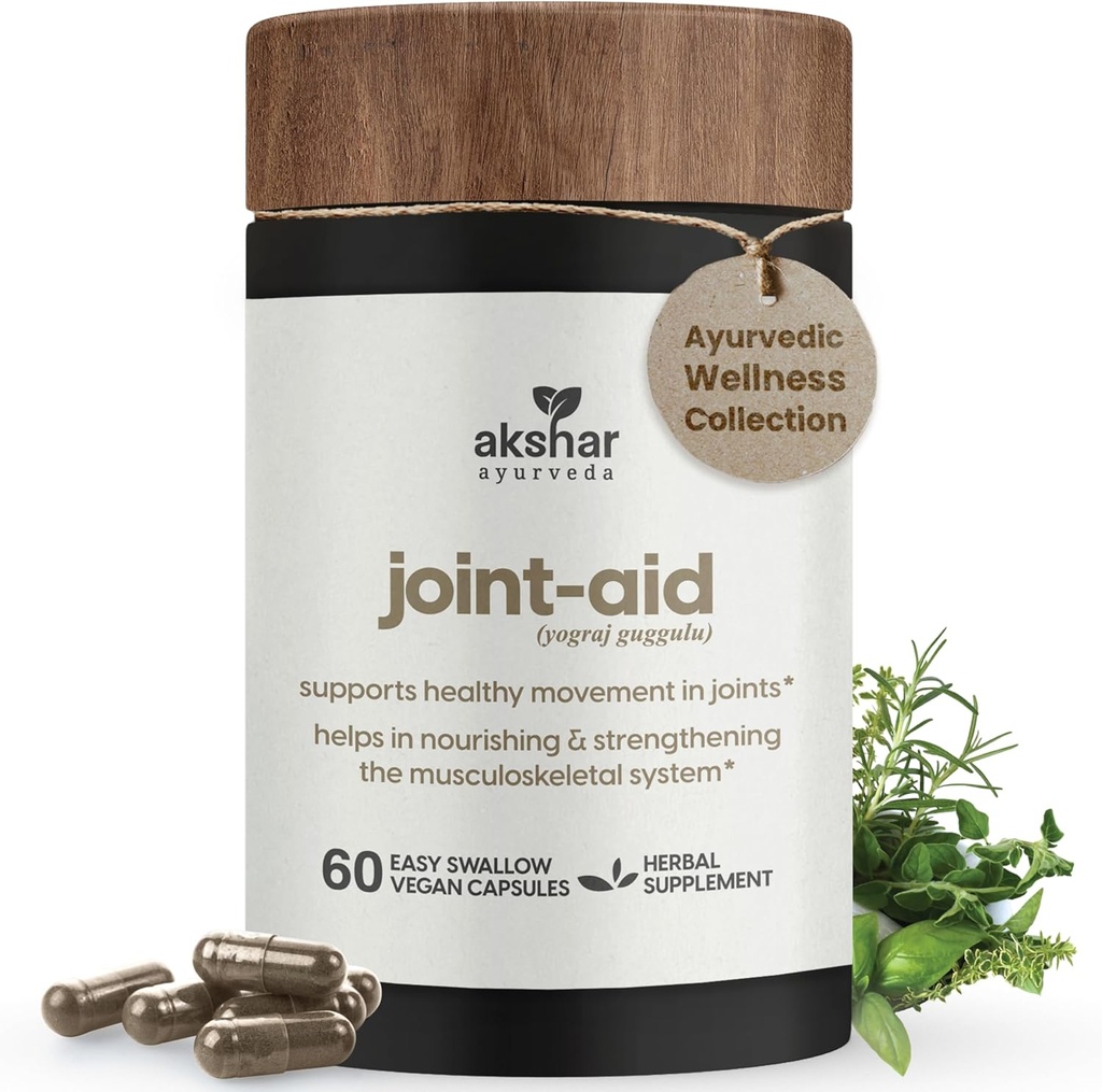 AKSHAR Ayurveda - Bendra pagalba - Indijos žolinės bendros paramos priedas atsitiktiniam Kelio, atgal, Rankos - Vegan kreiseriniu nemokamai raumenų ir jungtinių papildų (Pack of 1 (60 Count - A))