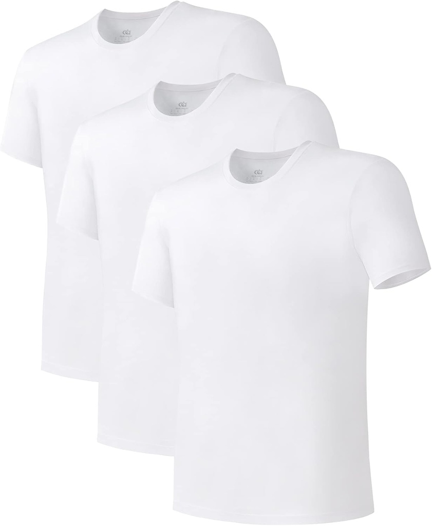 DAVID ARCHY Vyrų apatiniai marškiniai kompaunduota medvilnė T-Shirt Minkštas Moisture- Wicking Underware Crew Cack arba V Neck Tees 3 Pack