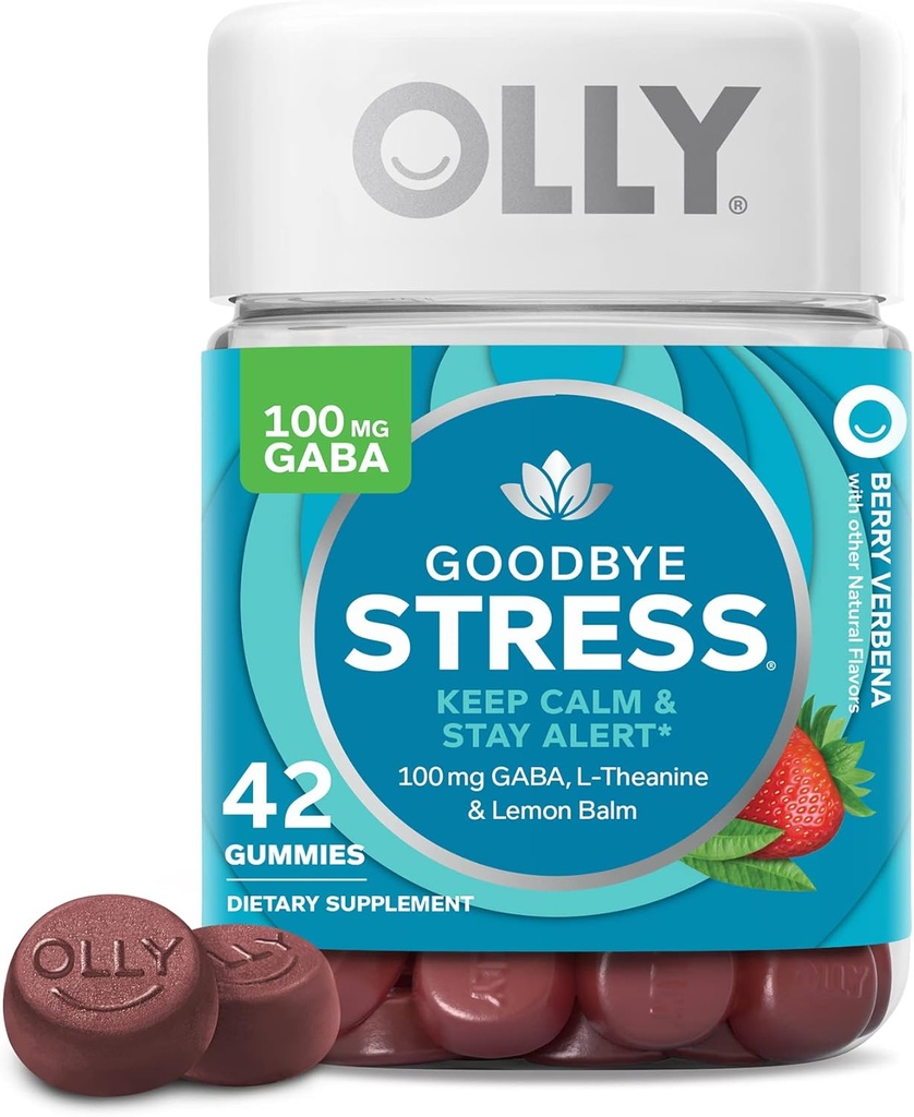 OLY Sudie Stress Gummy, GABA, L-Theanine, Lemon Balm, Streso paramos priedas, Berry - 42 Skaičiavimas