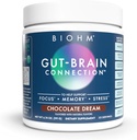 BIOHM Gut- Brain Prijungimo Atminties & Focus papildas (6.74 Oz, 30 Paslaugos) Palaiko Gut Sveikata & Kognityvusis Well- Būdamas, Padeda Padidinti nuotaiką, Probiotikai, Lion 's Mane & Bacopa Monneiri, Šokolado skonio