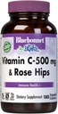 BlueBonnet Vitamin C 500 mg Plus Rosehips Vegetable Capsules, 180 Count