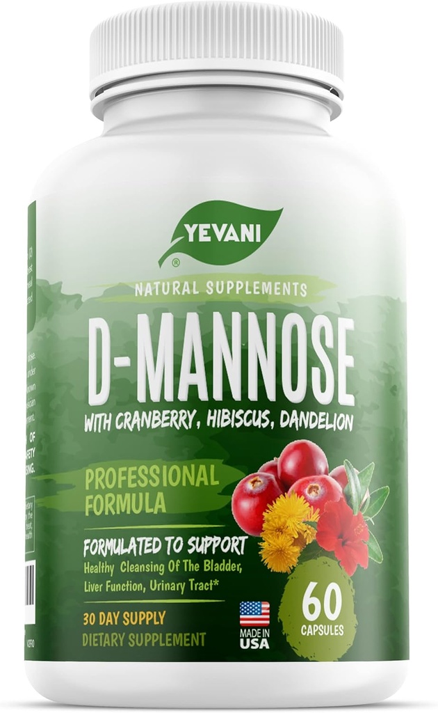100% Pure D- Maninos kapsulės 1000 mg su spanguolių, Hibiscus, ir Dandelion ekstraktas, Greitai veikiantis profesionalus UTI prevencijos formulė šlapimo traktas sveikatos ir šlapimo pūslės paramos