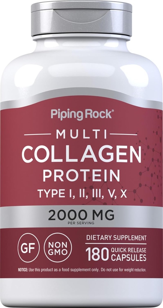 Piping Rock Multi Collagen proteino kapsulėmis - 124; 180 Grafas - 124; 2000mg