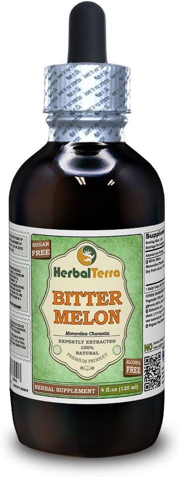 Bitter Melon (Momordica Charantia) Gliceritas, Ekologiškas džiovintų vaisių alkoholio neturintis skystas ekstraktas (prekinis pavadinimas: HerbalTerra, Proudly Made in USA) 4 fl.oz (120 ml)