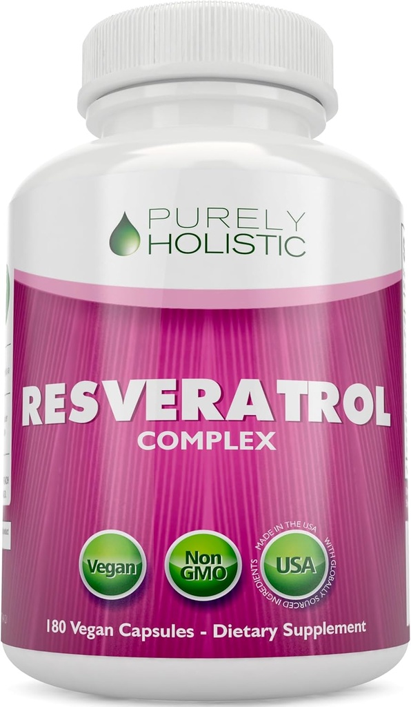 Tik Holistinis Resveratrol 1450mg, 90 Servings, Trans- Resveratrol Antioksidantas papildas vitamino C ir polifenolio kompleksas, 180 Vegan kapsulės