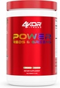 4KOR Fitness Power Reds & Greens: an Energizing Greens Drink Made up of Antioxidant-Rich Superfoods, Gluten-Free and Vegetarian, 30 Servings (1 Bottle)