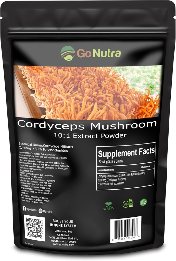 Cordyceps Mushroom Mill ® 124; Cordyceps ekstraktas 30% Polysaccharides Non-GMO Pure Cordycep Mill ® 8 oz. (225 Grams)