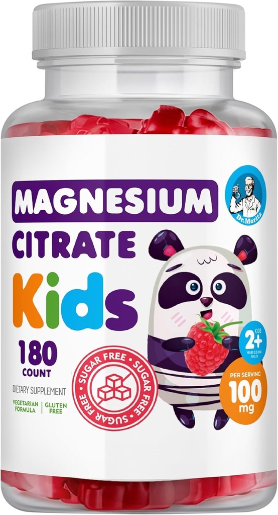 DR. MORITZ nemokamai Calm magnio gummies vaikams ir suaugusiems - Non-GMO magnio citratas Gummies - Aviečių skonio - 1-pakuotė (180 skaičius)