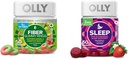 OLLY pluošto Gummy žiedai 50ct & Miego Gummy 60ct su Melatonino, L-Theanine, Chamomile, Lemon Balm