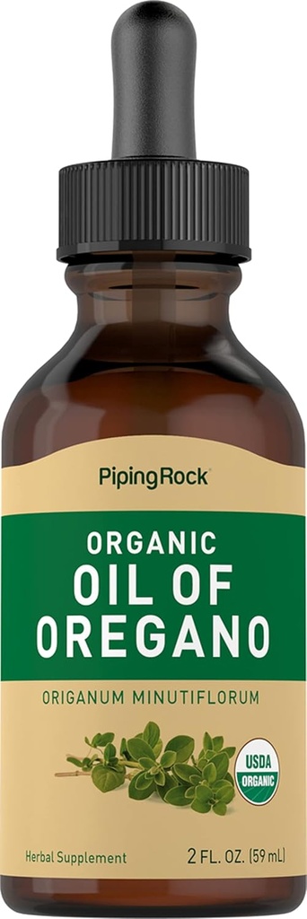 Piping Rock Oil of Oregano Organic Liquid Drops ® 124; 2 fl oz ® 124; su Extra Virgin Olive Oil ® 124; žolelių ekstrakto priedas (124; ne GMO, Gluten Free)